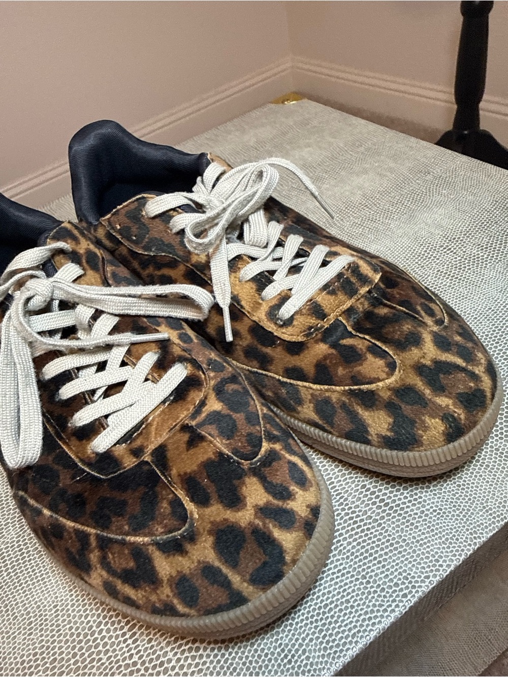 H&M Leopard Print Casual Lace-Up Sneakers - Brown/Black